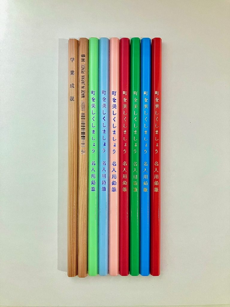 Eyeball Pencil hot-stamped custom pencils with elegant metallic lettering — example of Made in Japan OEM pencil production.